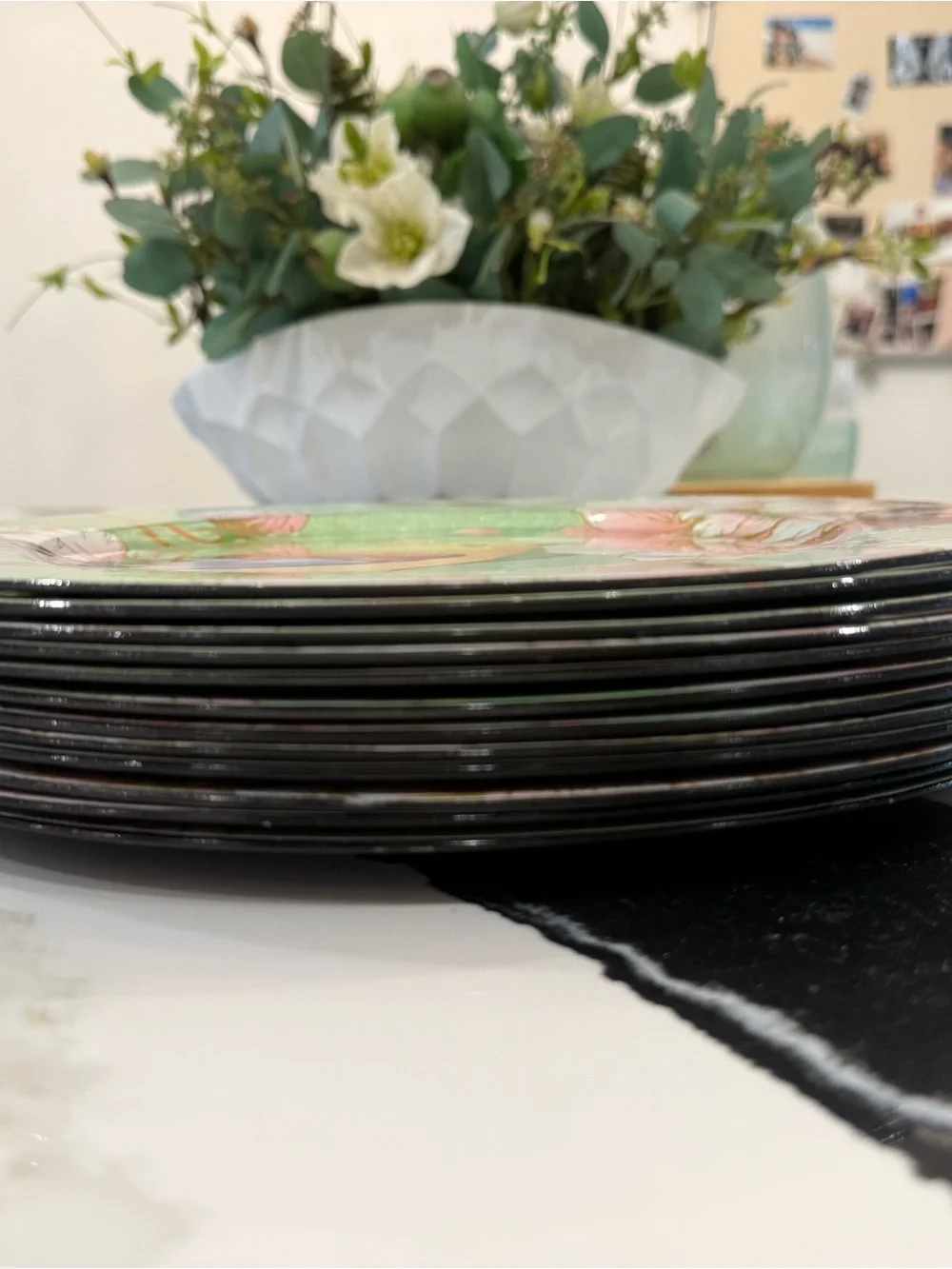 Set of 12 Bird & Floral Decorative Plastic Charger Plates